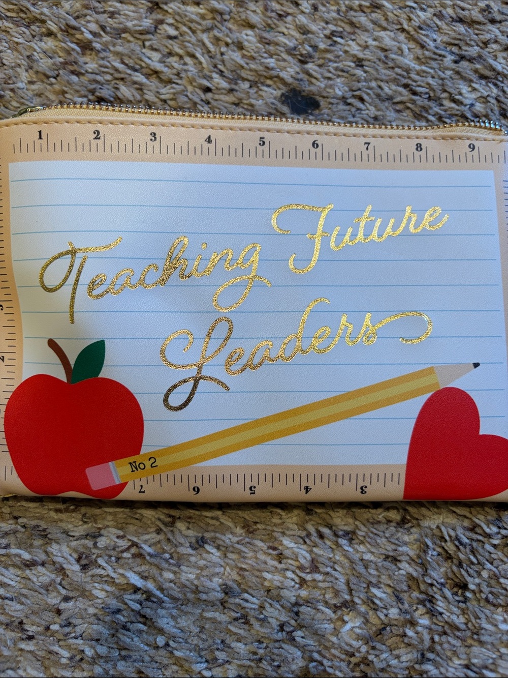 Teaching Future Leaders Pencil Case Pouch - Cream/Red